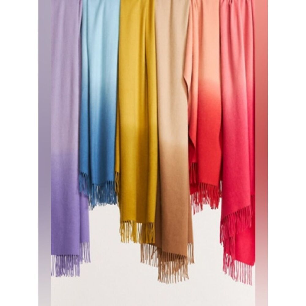 Anthropologie Cashmere Dip Dye Throw Blanket NWT